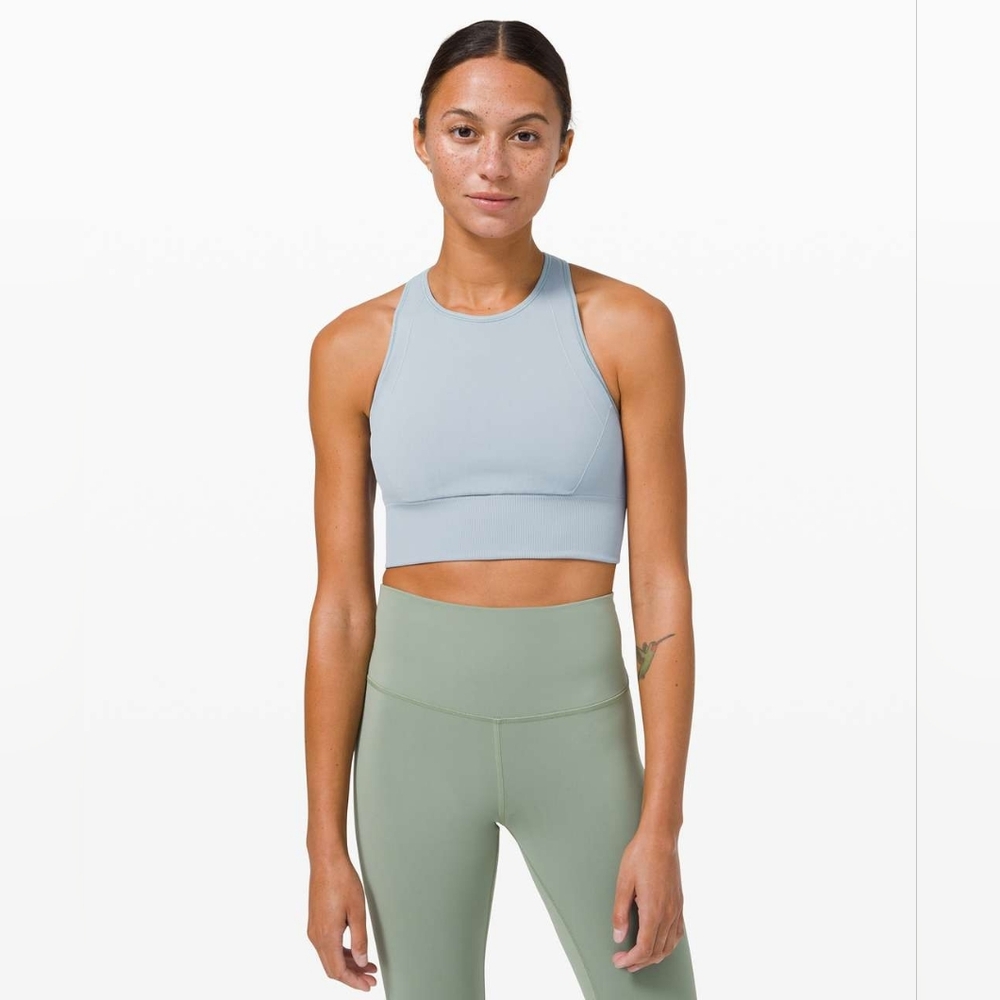 lululemon athletica Light Blue High-Neck Sports Bra